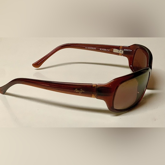 1990s Vintage Unisex Adult MAUI JIM Polished Sepia Brown Sunglasses w/ Zip Case - Picture 10 of 16